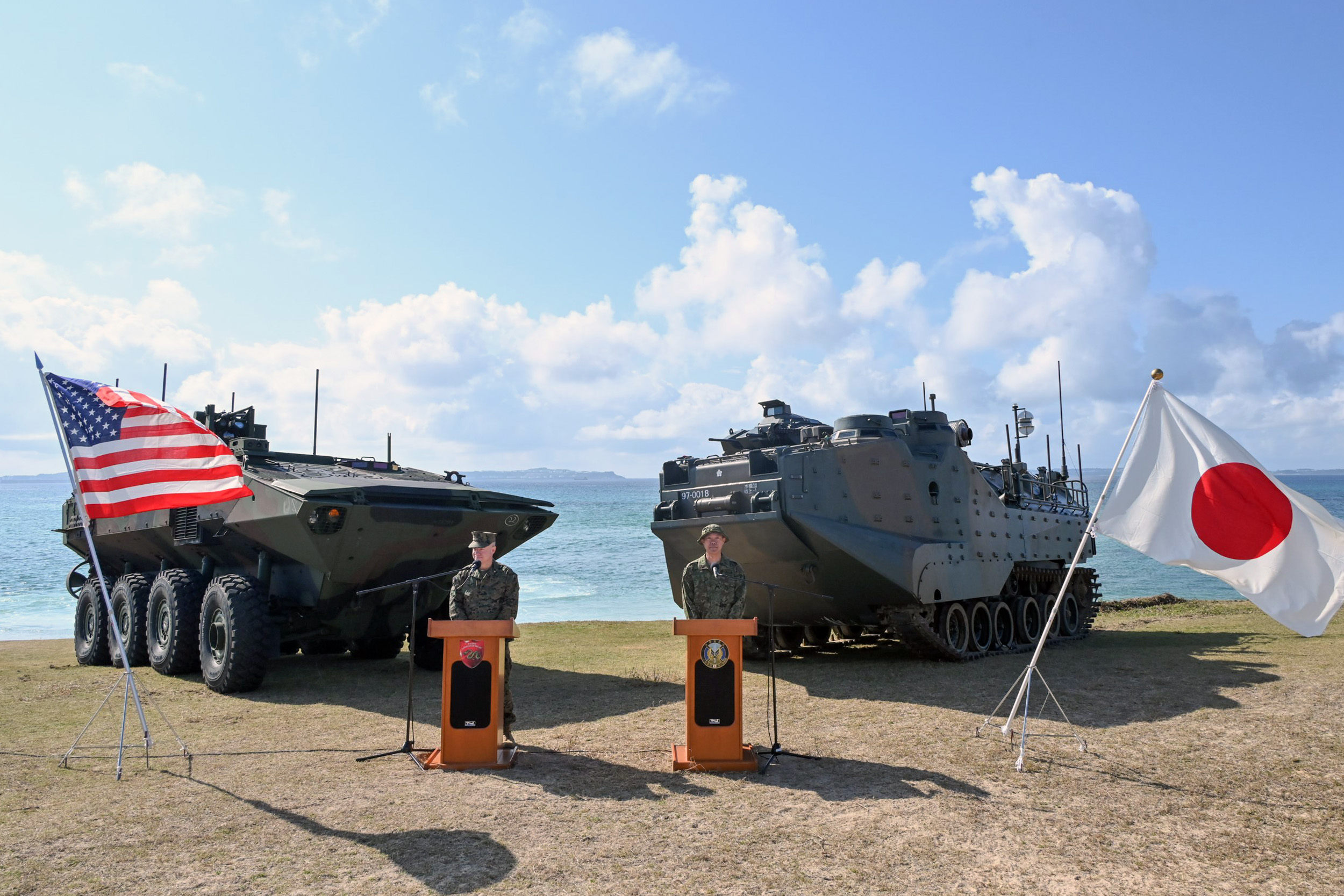  美國海軍陸戰隊與日本自衛隊進行年度「鐵拳」（Iron Fist）聯合軍演。圖為2025年開訓儀式。 圖：翻攝「X」@JGSDF_pr 