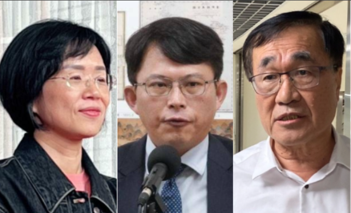 新北市長參選人蘇巧慧（左）、黃國昌（中）、李四川（右）。 圖：張良一、周煊惠/攝 