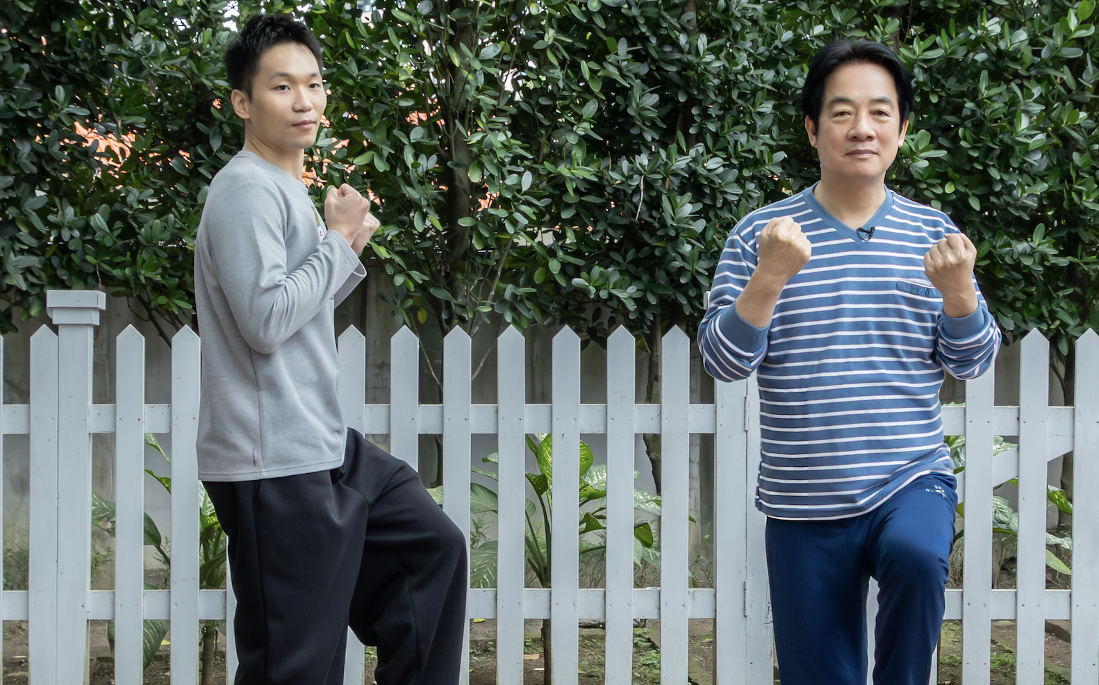 賴清德和李洋動次動!罕見藍色運動套裝 熱跳居家健康操畫面曝光