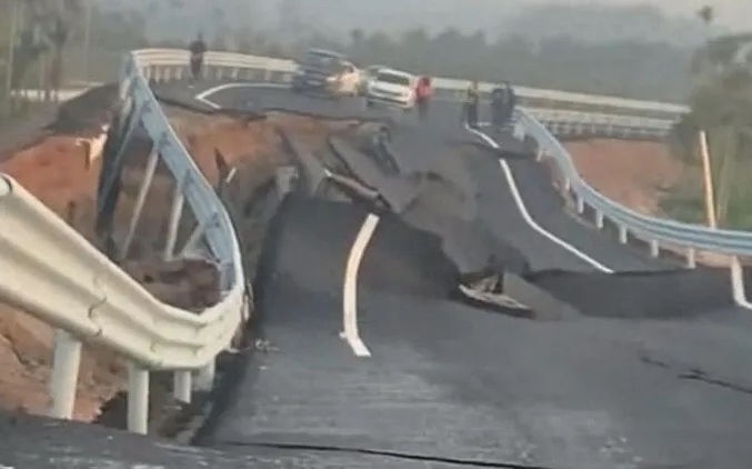 海南省級道路「未用先塌」 瓊海九曲路突坍 中國交通廳稱軟基處理不到位