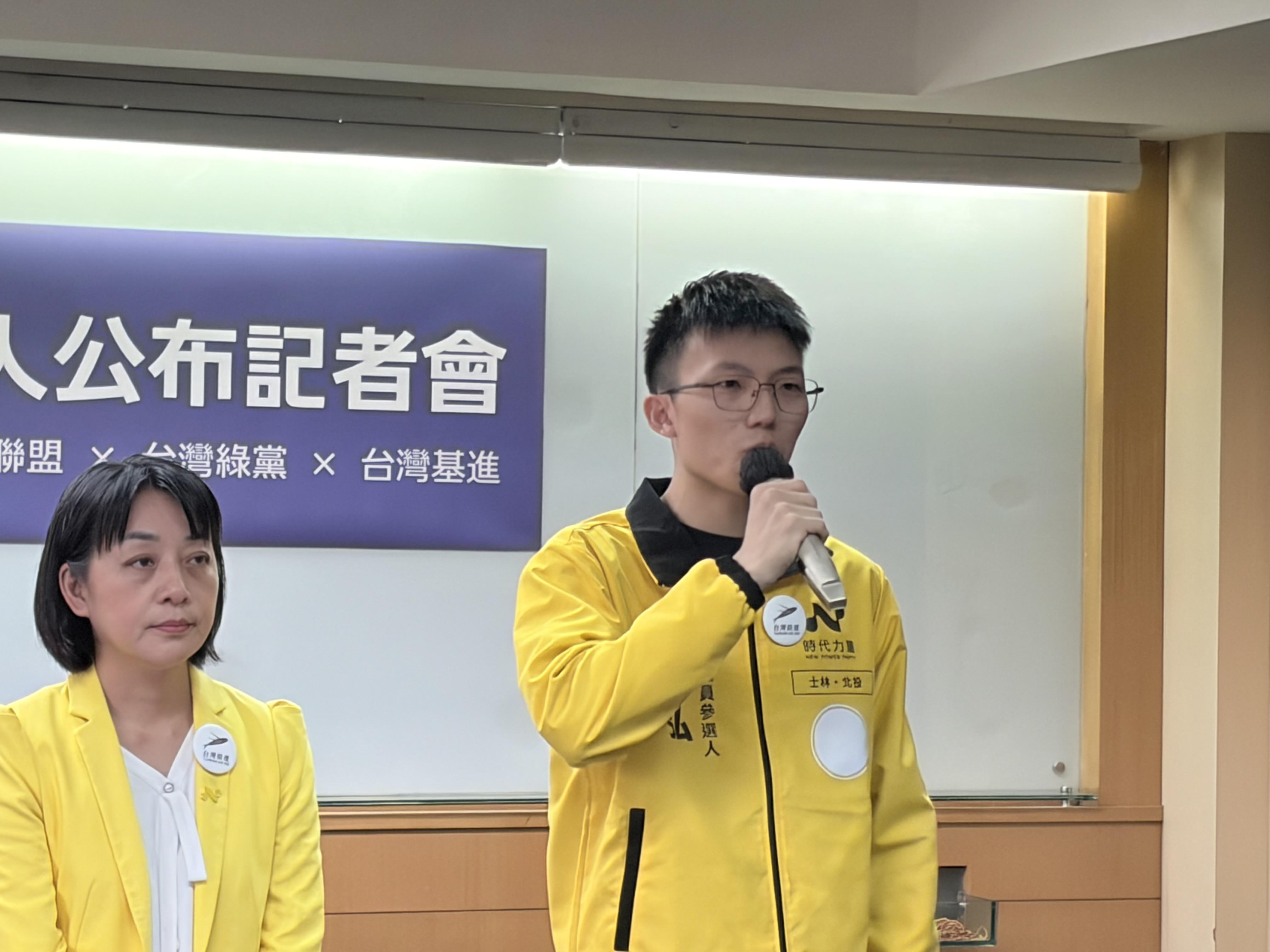  時代力量派出台北市士林北投區市議員參選人謝閔弘。 圖：李宣萱/攝 