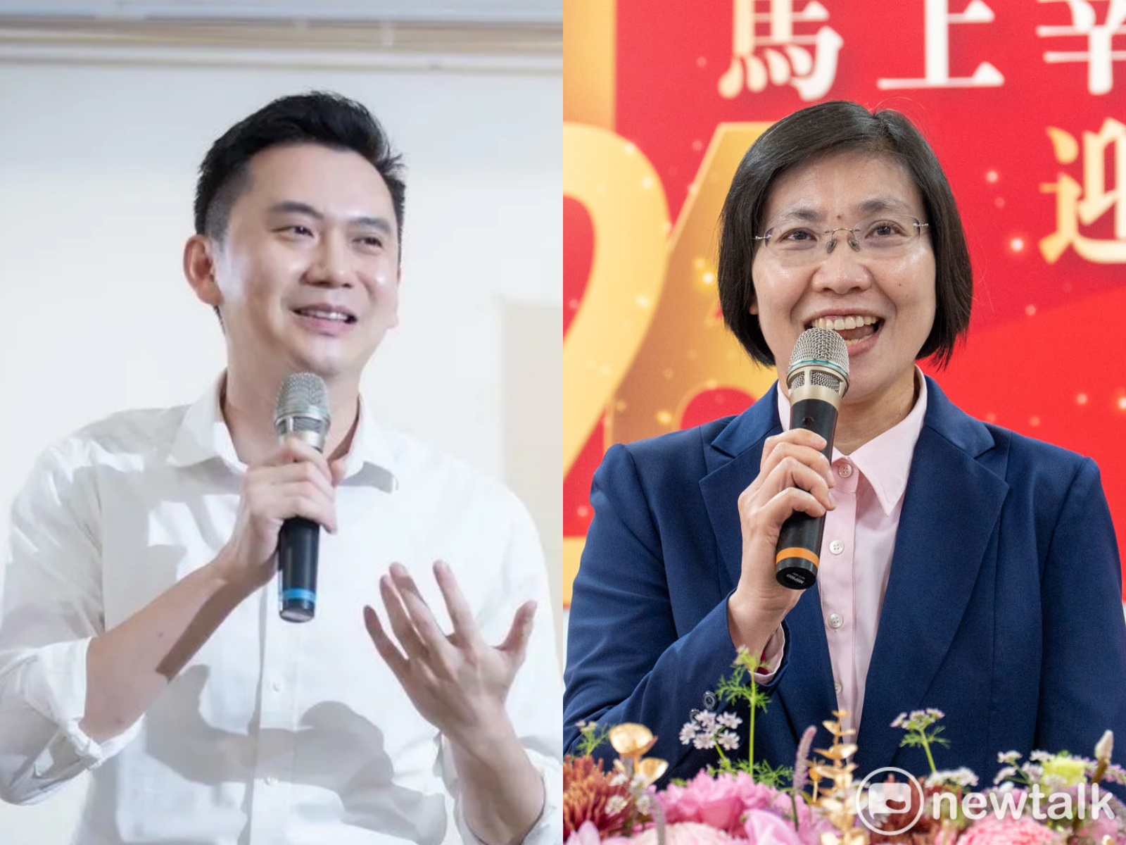  鄭朝方屬於賴清德欽點的人選，但若賴清德親自站台拉手力挺並宣稱其為民進黨的光榮，這種背書行為反而會害慘參選人。圖為竹北市長鄭朝方、立委徐欣瑩。 圖：新頭殼合成 