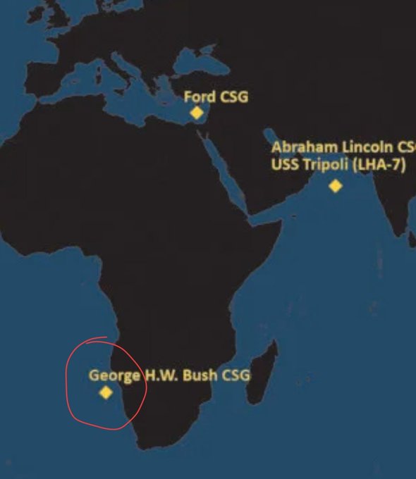 (影)「布希號」抵非洲西部! 美三航母、15戰艦備戰 以轟中伊鐵路阻軍援