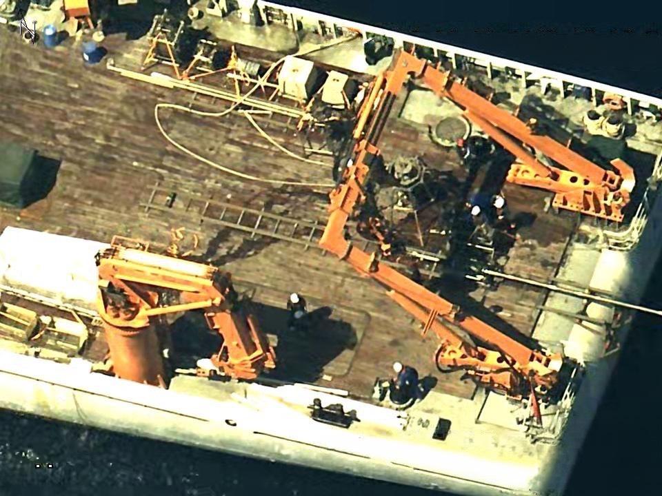  海巡無人機空拍監控同濟號 圖：海巡署提供 