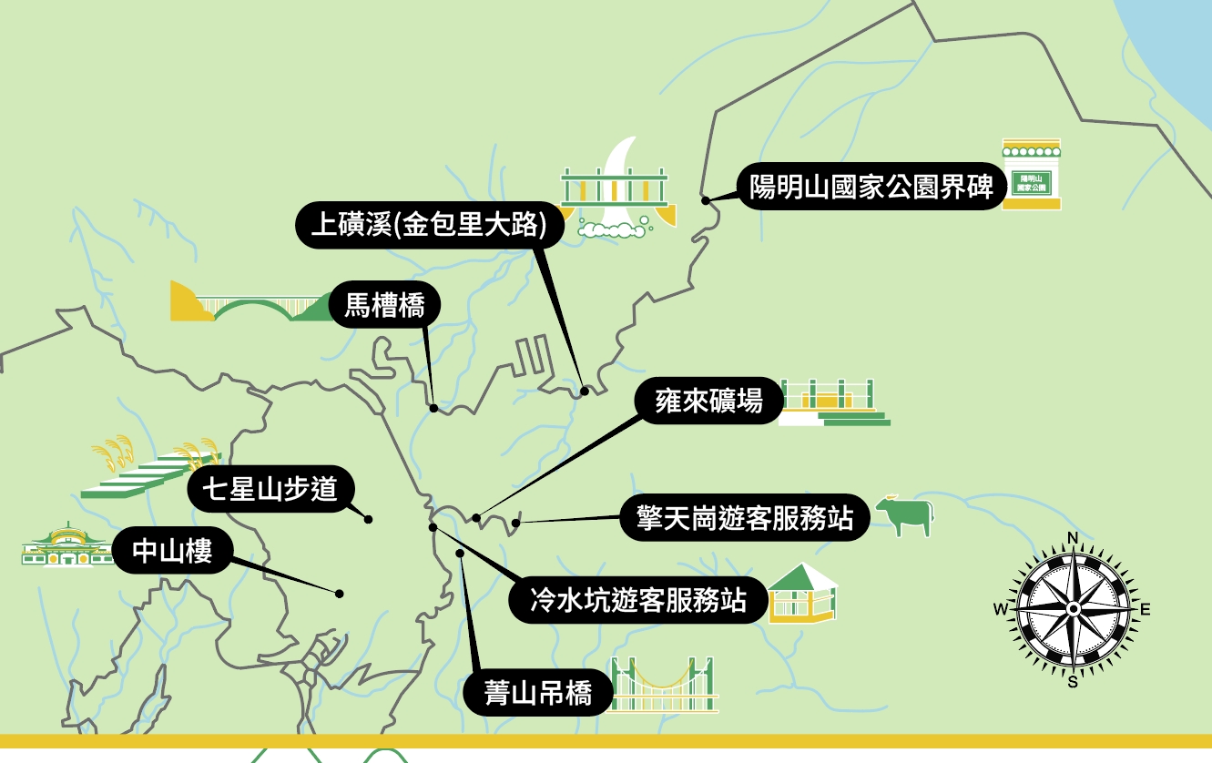  「2026臺灣國家公園馬拉松-陽明山」賽事路線重要地標示意圖。 圖：國家公園署提供 