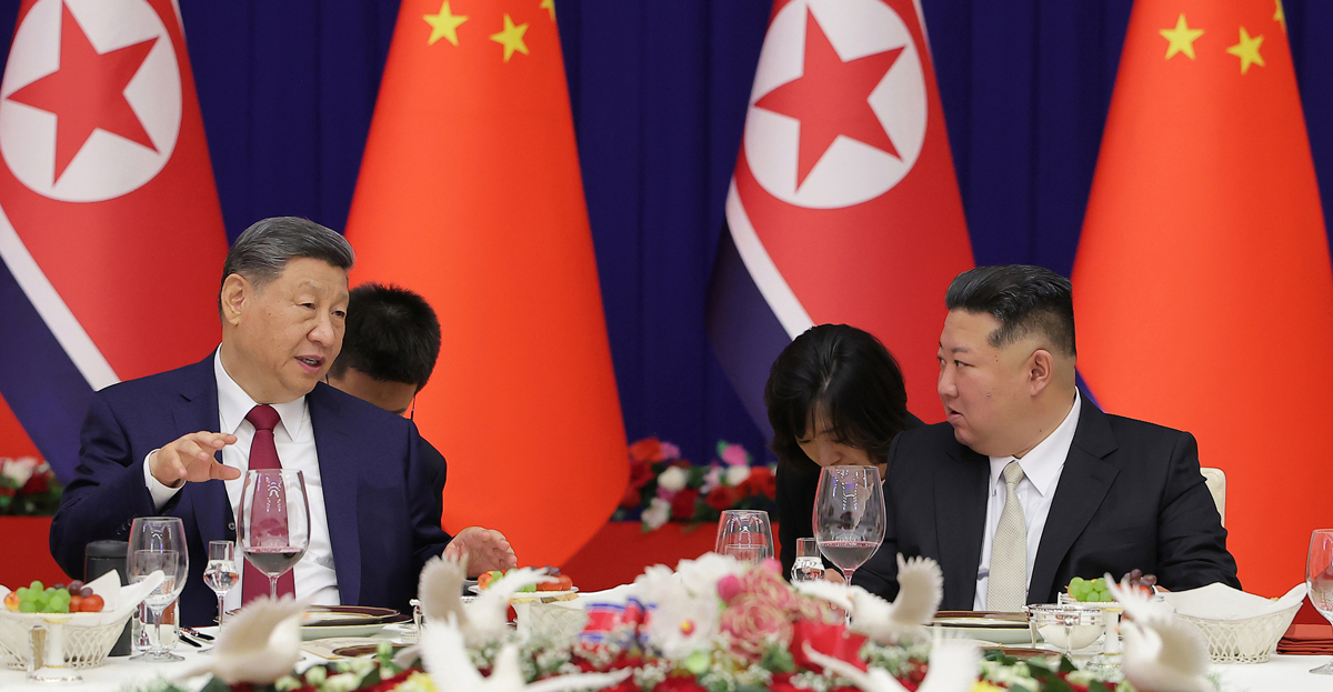  習近平在會談中提及雙方要加強外交、執法、軍隊等交流，北韓媒體卻在報導中將相關內容全數刪除。 圖：翻攝自 Ｘ @OhmyNews_Korea 