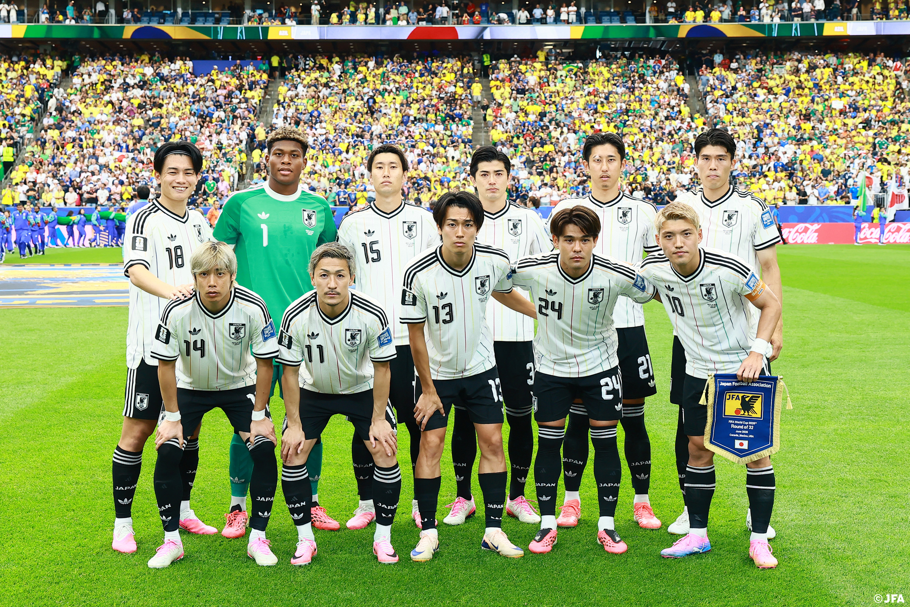  日本對戰巴西首發名單。 圖：翻攝@jfa_samuraiblue X 