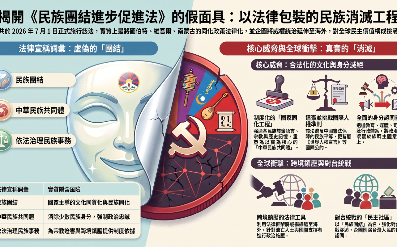 達賴喇嘛西藏宗教基金會嚴厲譴責惡法施行 中國以「民族團結」之名主導同化工程
