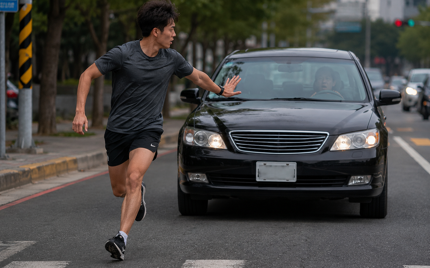 彰化慢跑男佔車道!遭按喇叭竟攔車嗆聲 網轟:有種就跑的比車快