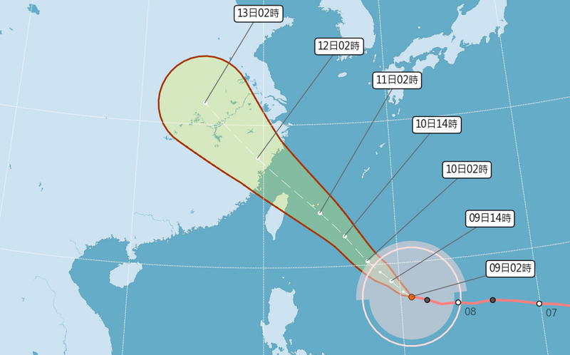 強颱巴威逼近台灣!今各地晴朗炎熱、明晚到週六颱風來襲風強雨大