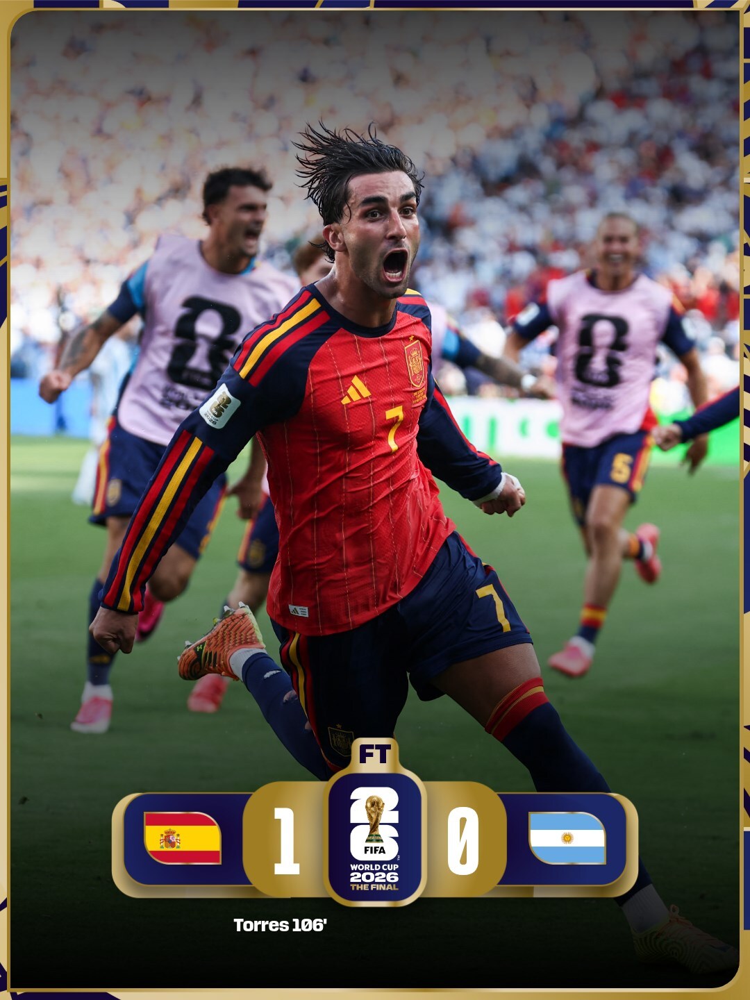  西班牙奪得本屆世界盃冠軍。 圖：@FIFAWorldCup 