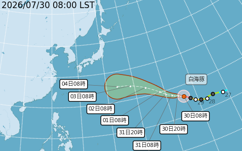 白海豚昨晚升級為強颱!賈新興:路徑南修是否侵台「這天」是關鍵