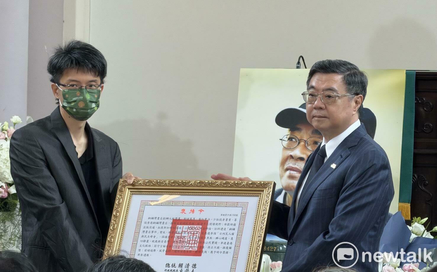 代表總統頒發褒揚令 卓榮泰:林榮基的精神將與台灣同在