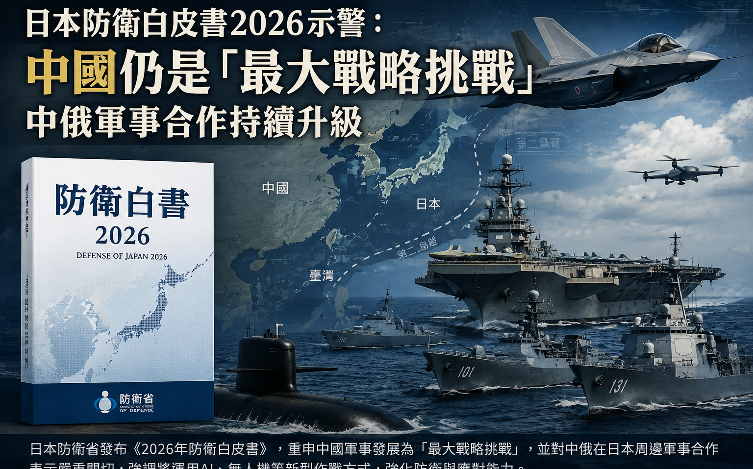日本《防衛白皮書》示警!中國仍是「最大戰略挑戰」 中俄軍事合作持續升級