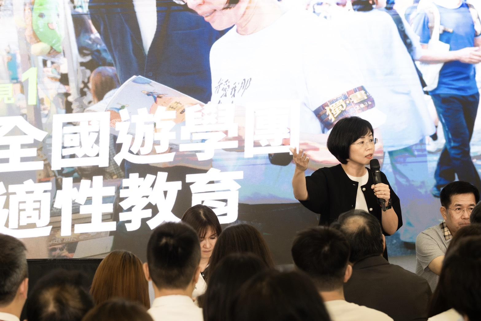  蘇巧慧指出，每個孩子的特性不同，適合的教育方式也不盡相同，關鍵是要給予更多選擇，並讓不同生活經驗的孩子相互交流學習，因此未來她將推動「全國遊學團」深化適性教育。 圖：蘇巧慧競選辦公室提供 
