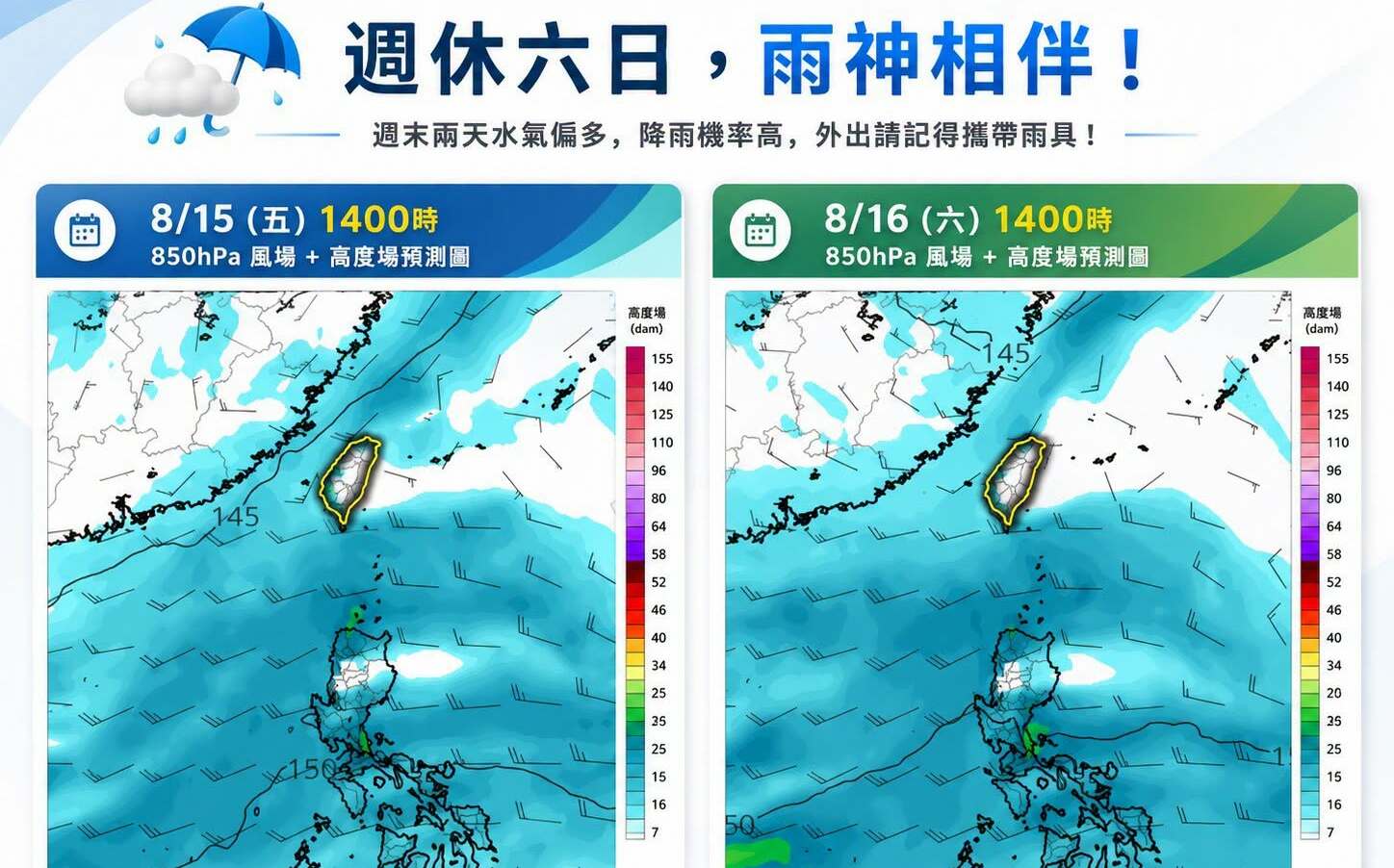 週休雨神相伴!氣象專家示警:西南風增強 中南部防局部豪雨