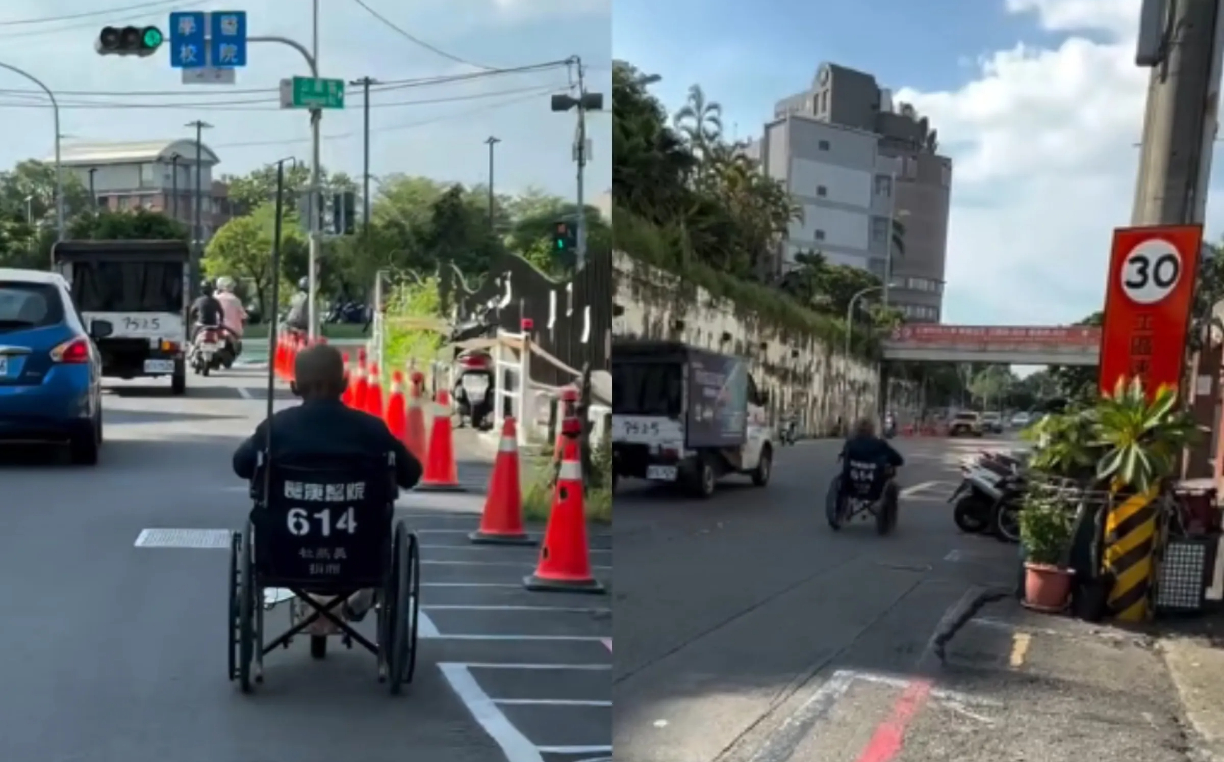 高雄老翁爆改醫院輪椅!速度比機車還快 網笑稱玩命關頭:長庚甩尾