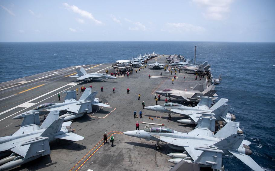  美國中央司令部（CENTCOM）宣布，「華盛頓號（ CVN-73）」航空母艦 8 月 19 日抵達中央司令部責任區。 圖：翻攝「X」@CENTCOM 