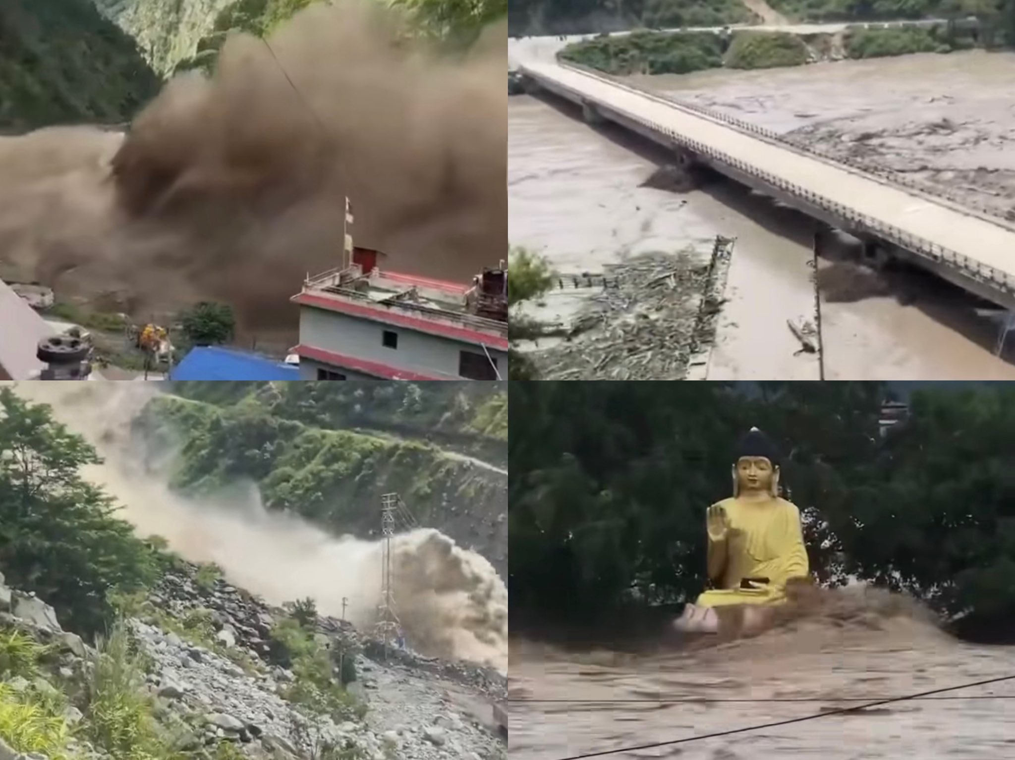  尼泊爾與中國邊境上月26日發生大規模土石流，造成至少1050死、4千人失聯的慘劇。 圖：翻攝自 Ｘ @PopBase 