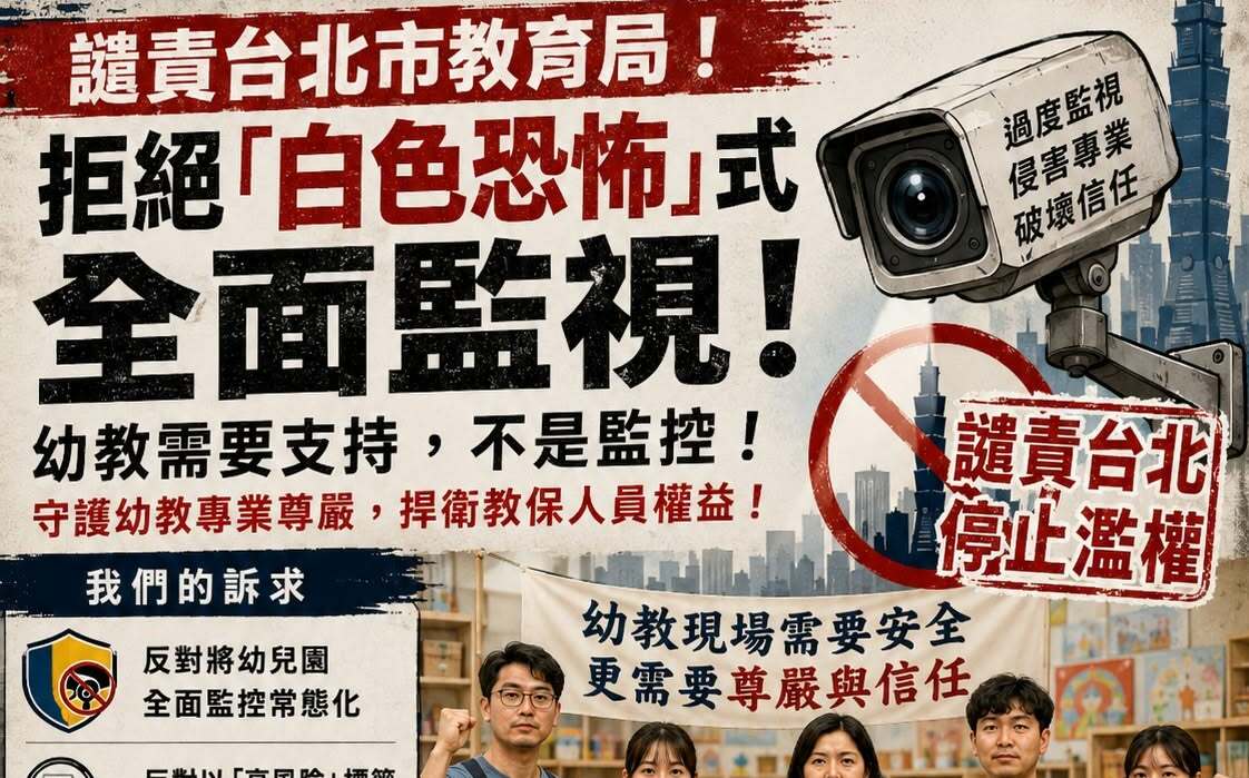 北市抽查幼兒園監視器!台教產9大工會怒轟:製造白色恐怖!扼殺幼教尊嚴