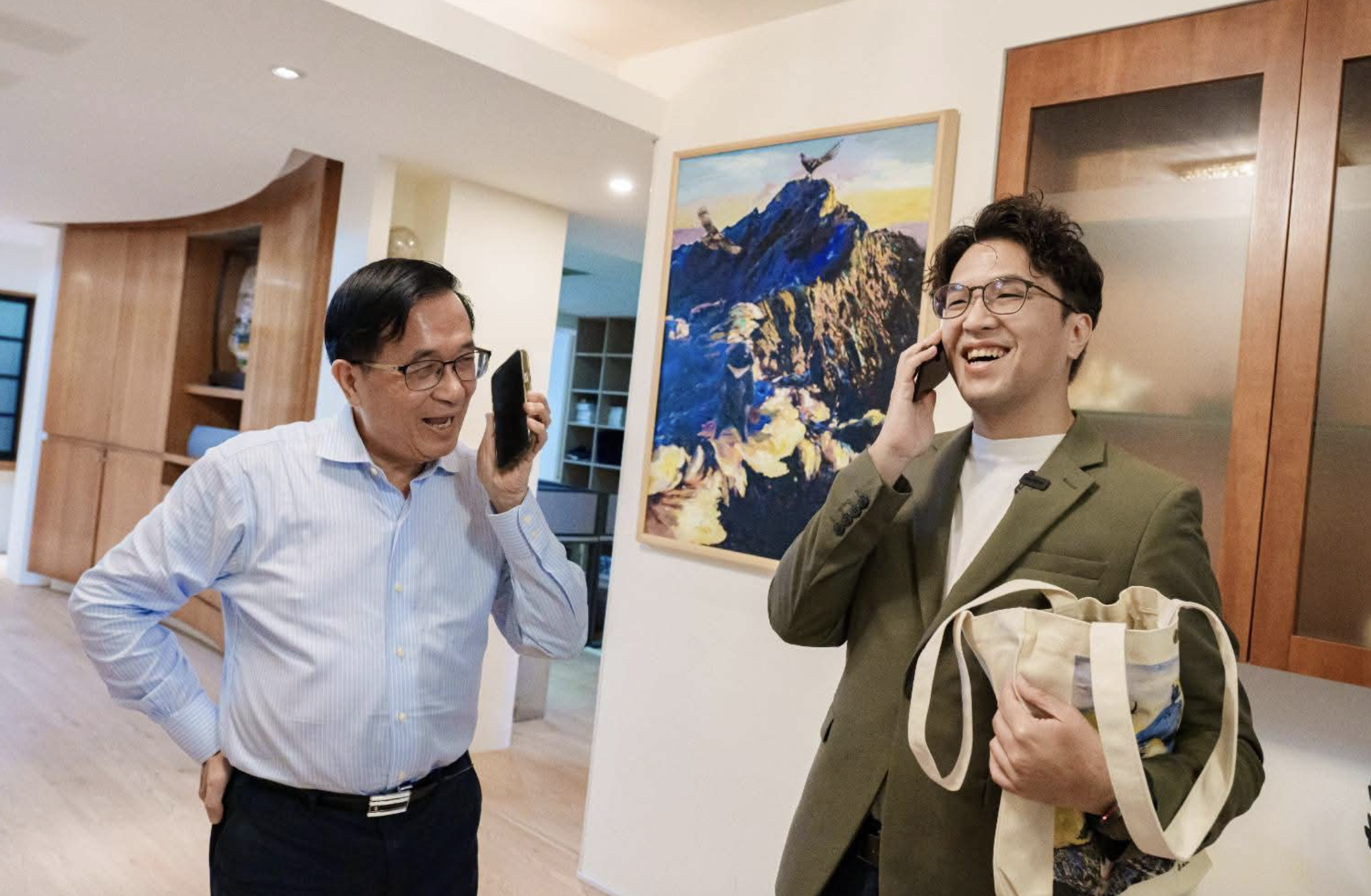  沈伯洋拜會陳水扁，兩人互相加Line 圖：翻攝自沈伯洋Threads 