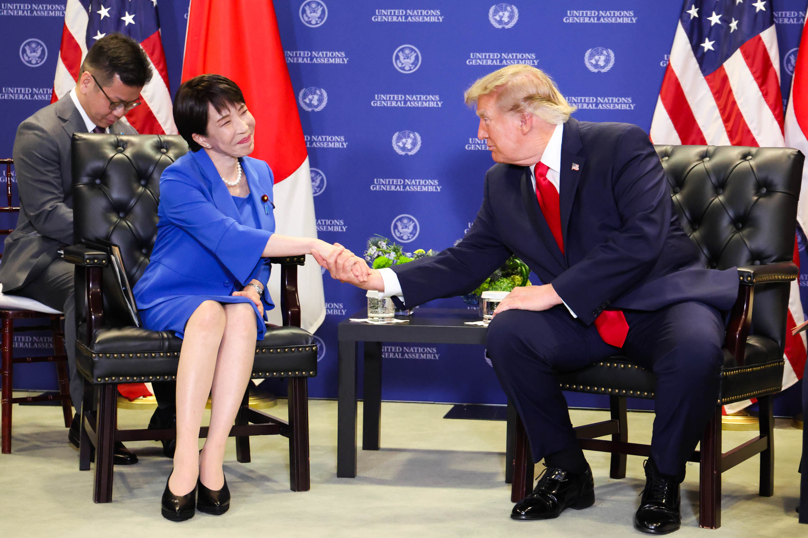  日本首相高市早苗於台北時間23日凌晨與美國總統川普會晤。 圖：翻攝自 X @PressSec_JP