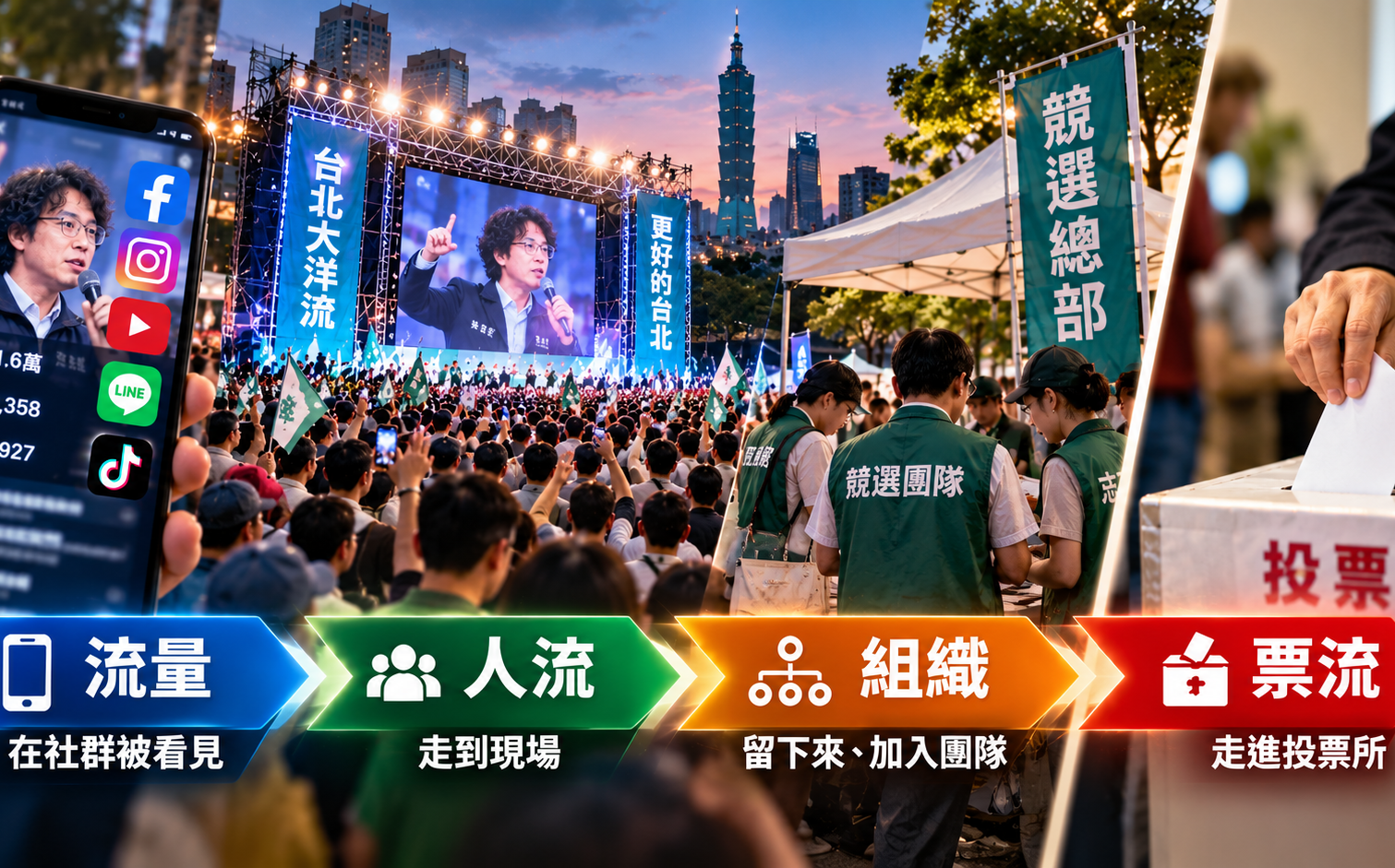 朱蒲青觀點》萬人造勢不等於萬張票!2026進入「轉換率選戰」 誰能把流量變票流?