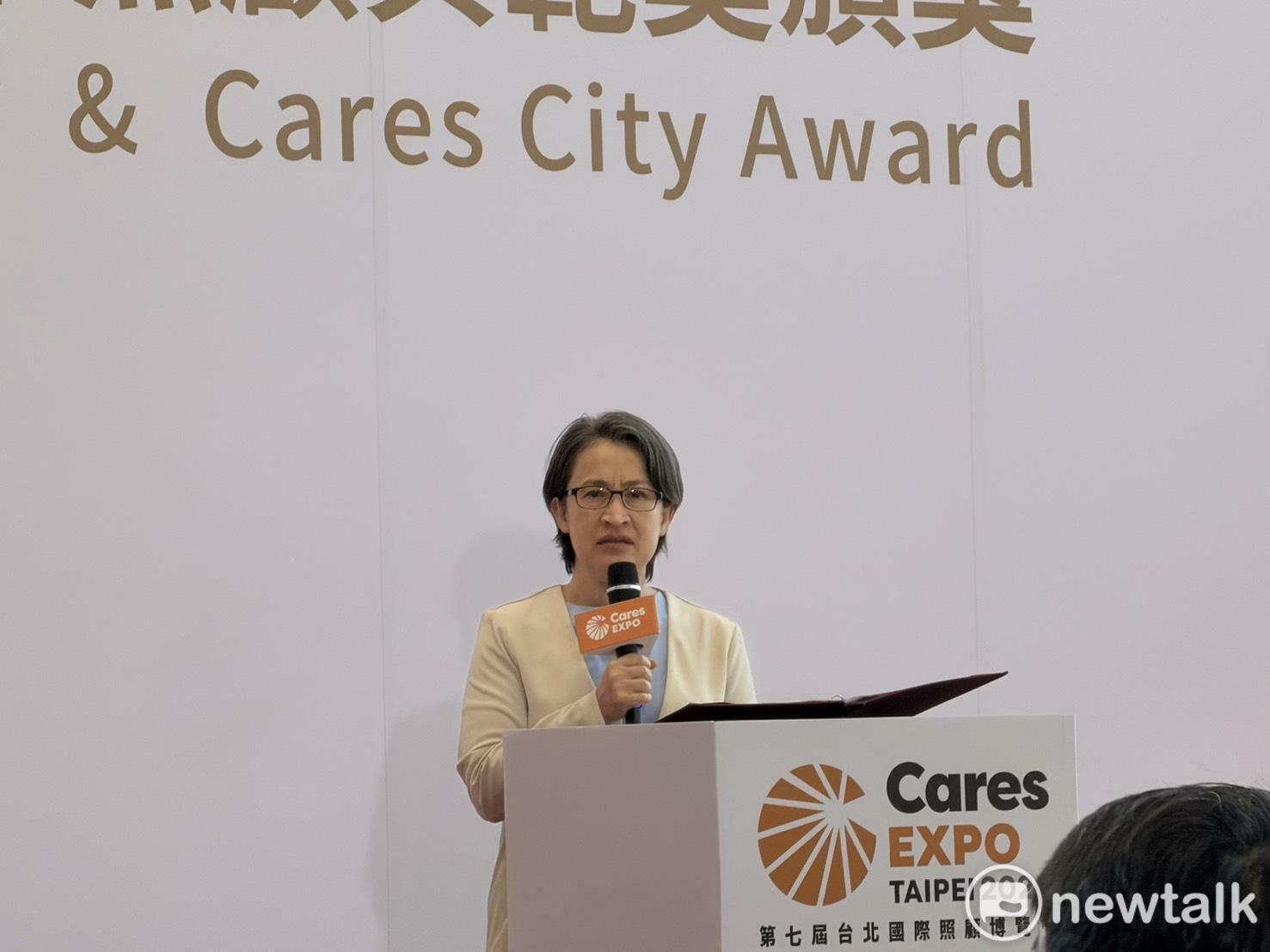  蕭美琴出席「第七屆台北國際照顧博覽會(Cares Expo Taipei 2026)開幕典禮暨城市照顧典範獎頒獎」。 圖：高逸帆／攝 