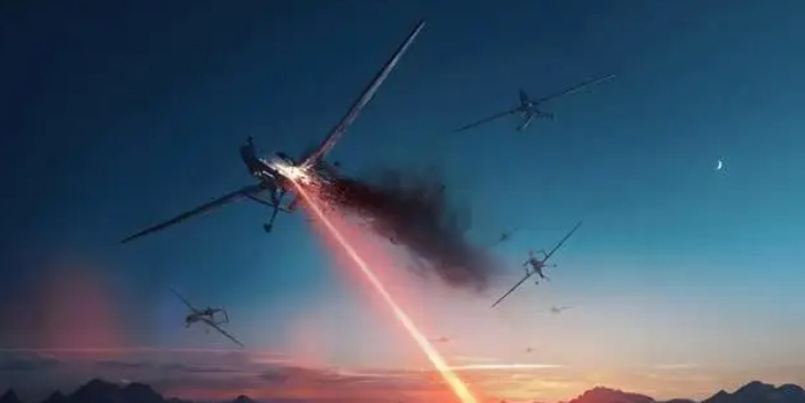  地面雷射武器攻擊無人機想像圖。 圖 : 翻攝自矚望雲霄 