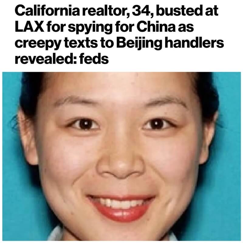  34歲女子Wanying Zhang（圖）被控替中國政府在美監視總統賴清德之子。 圖：取自x.com/FBI_Response 
