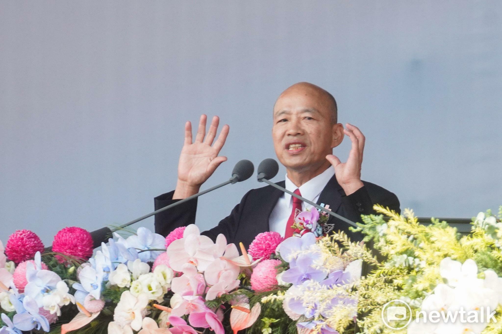  立法院長韓國瑜發表國慶演說，並許下三個願望。 圖：張良一／攝 