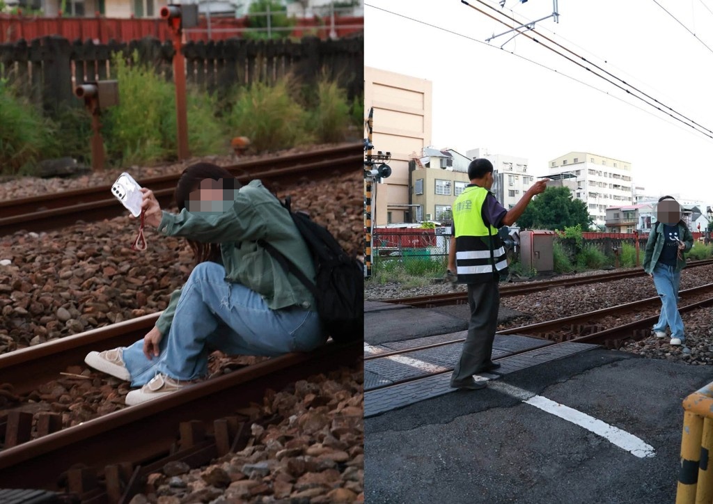 台南鐵路地下化!女闖平交道坐軌自拍 網轟:也想地下化嗎?