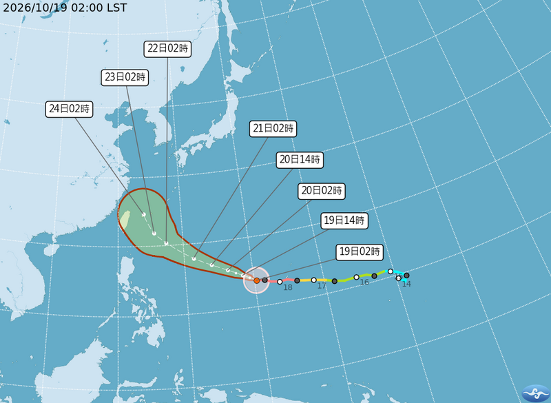 今日夜溫差大、迎風面有雨!強颱「薔琵」路徑北修 週六掠過台灣北部海面