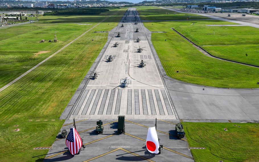 美日揮「利劍」 普天間首次大象漫步、空自那霸裝載美NMESIS