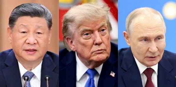  美國總統川普(中)俄羅斯總統普丁(右)與中國國家主席習近平(左)這次APEC峰會的碰面，被質疑可能變成新版的雅爾達會議，恐影響全球秩序。 圖 : 翻攝自新華網 