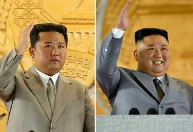 有網友比較金正恩不同時期的照片，質疑其臉部輪廓、髮型及外貌細節存在差異，甚至認為近期公開露面者可能是替身。 圖:翻攝自X