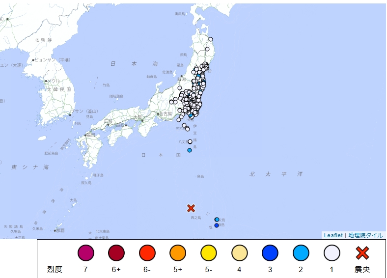 日本小笠原群島外海規模7.0強震 無海嘯威脅