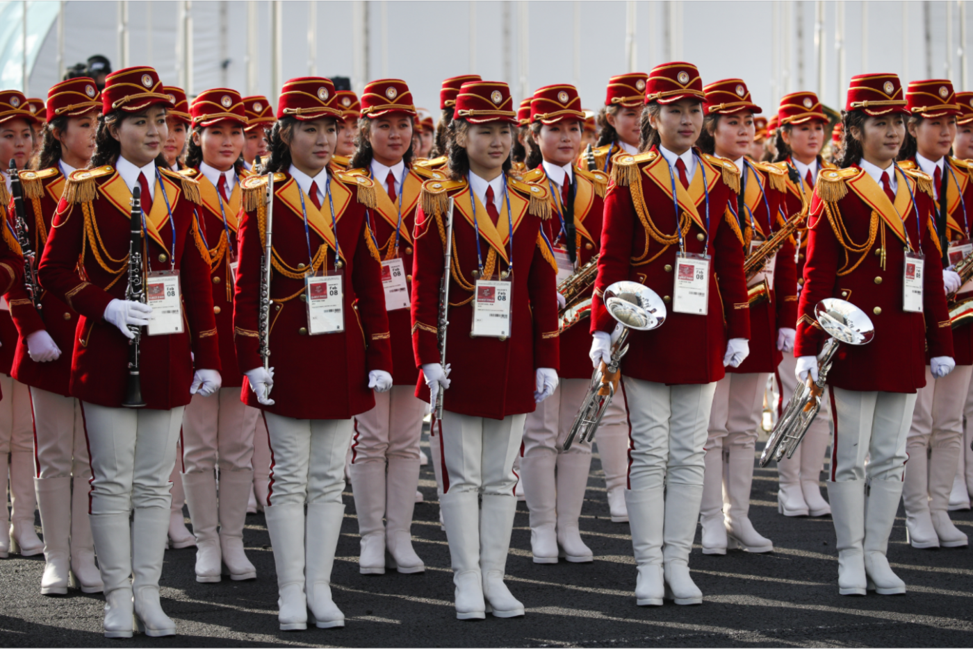 北韓正妹啦啦隊是平昌冬奧的嬌點（2）。   圖：達志影像/美聯社