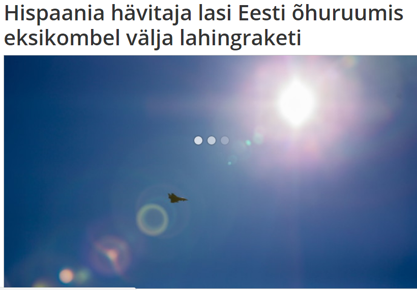 愛沙尼亞公共廣播報導，北約組織的西班牙戰機7日誤射導彈，目前相閞單位已發動搜索。   圖：翻攝愛沙尼亞公共廣播官網