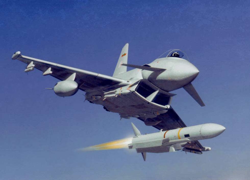 在北大西洋公約組織參與協防愛沙尼亞的西班牙戰機，攜帶的是AMRAAM型空對空導彈。   圖：翻攝西班牙《國家報