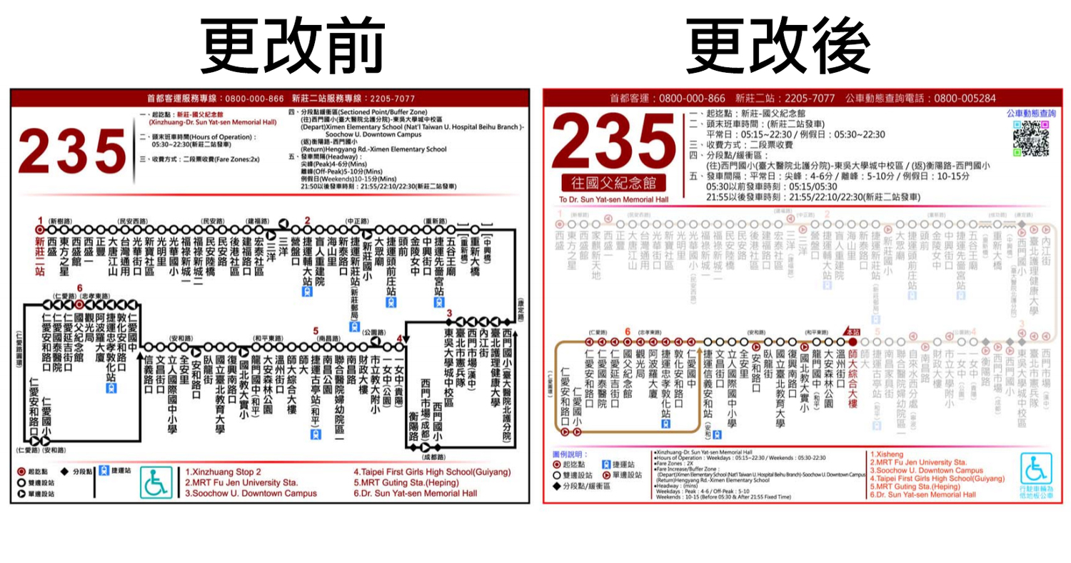 改版後的公車路線圖。