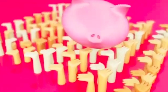 總統蔡英文採用粉紅色小豬為主軸。   圖：翻攝電子賀卡