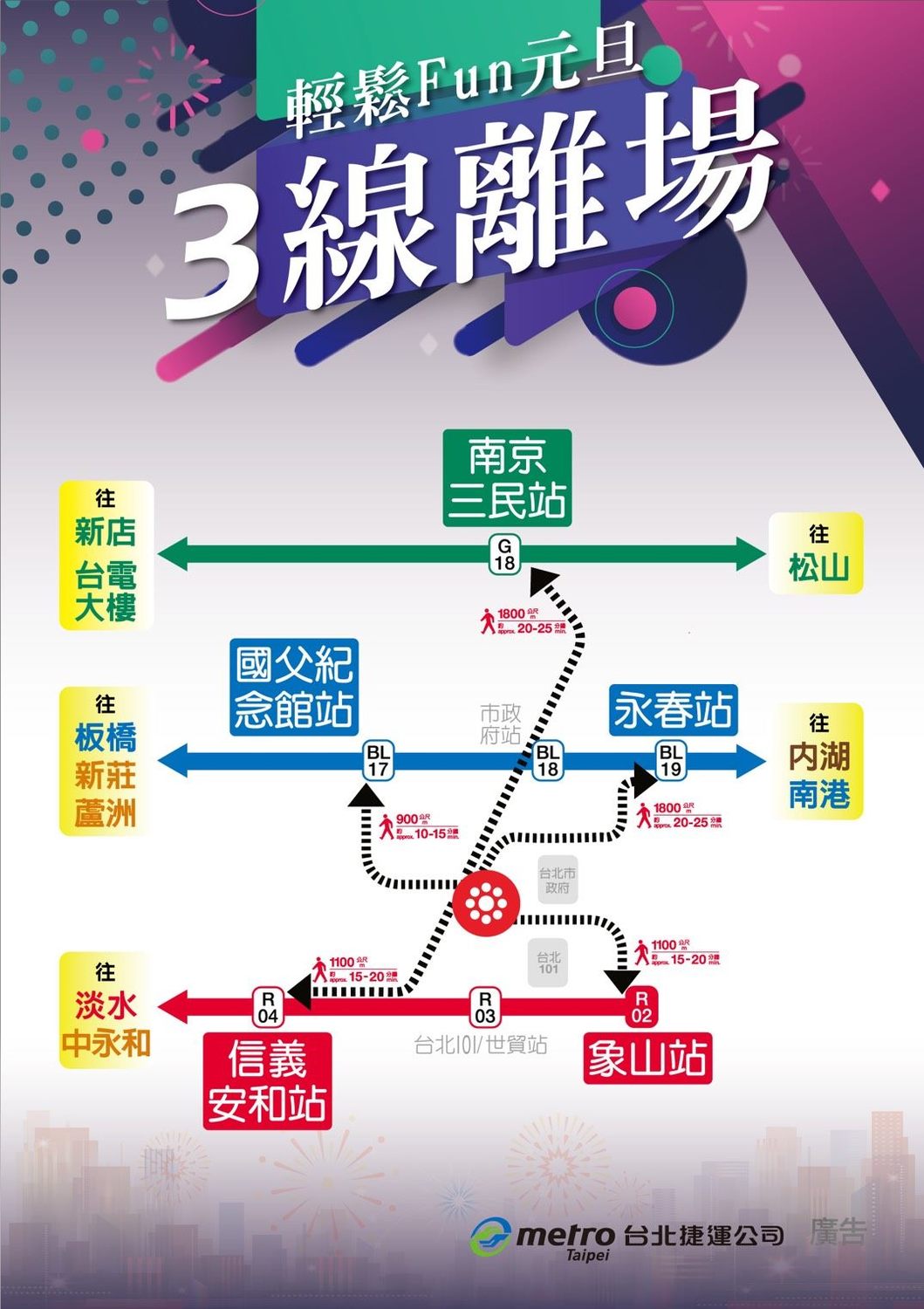 台北市跨年疏散交通圖