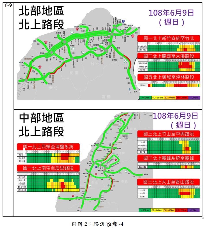 北上地區北上路段路況預報   圖：交通部高速公路局/提供