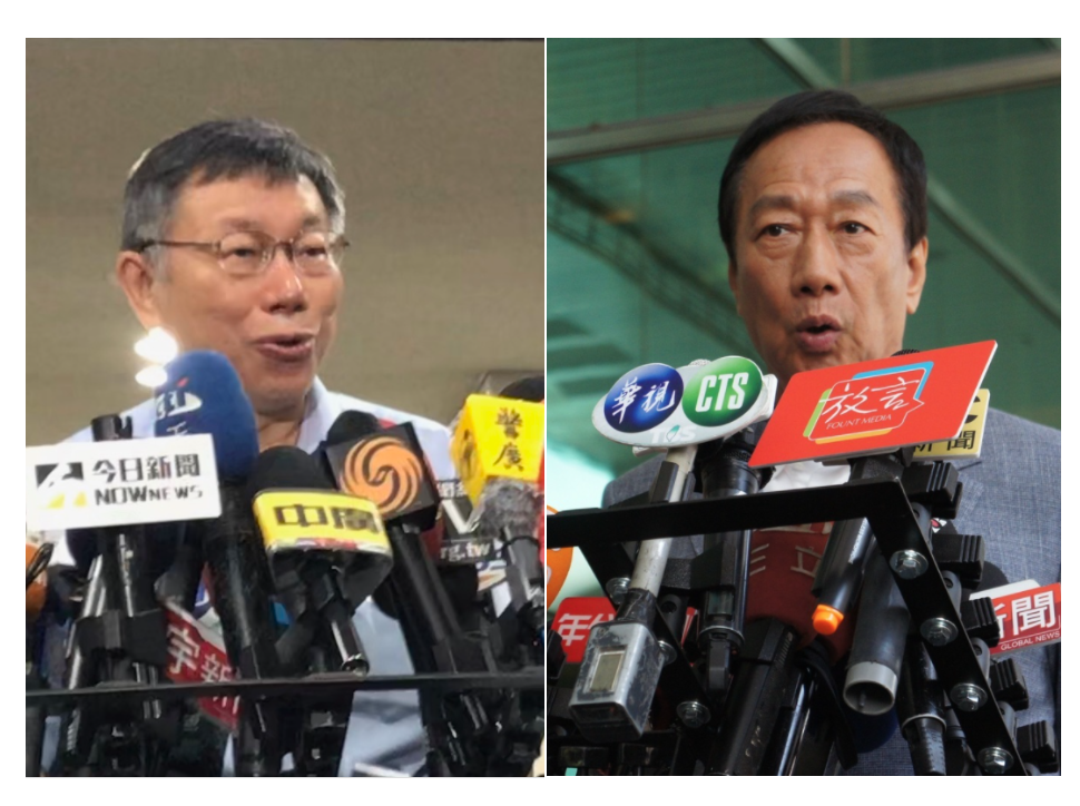 左：台北市長柯文哲；右：鴻海創辦人郭台銘。   圖：新頭殼合成