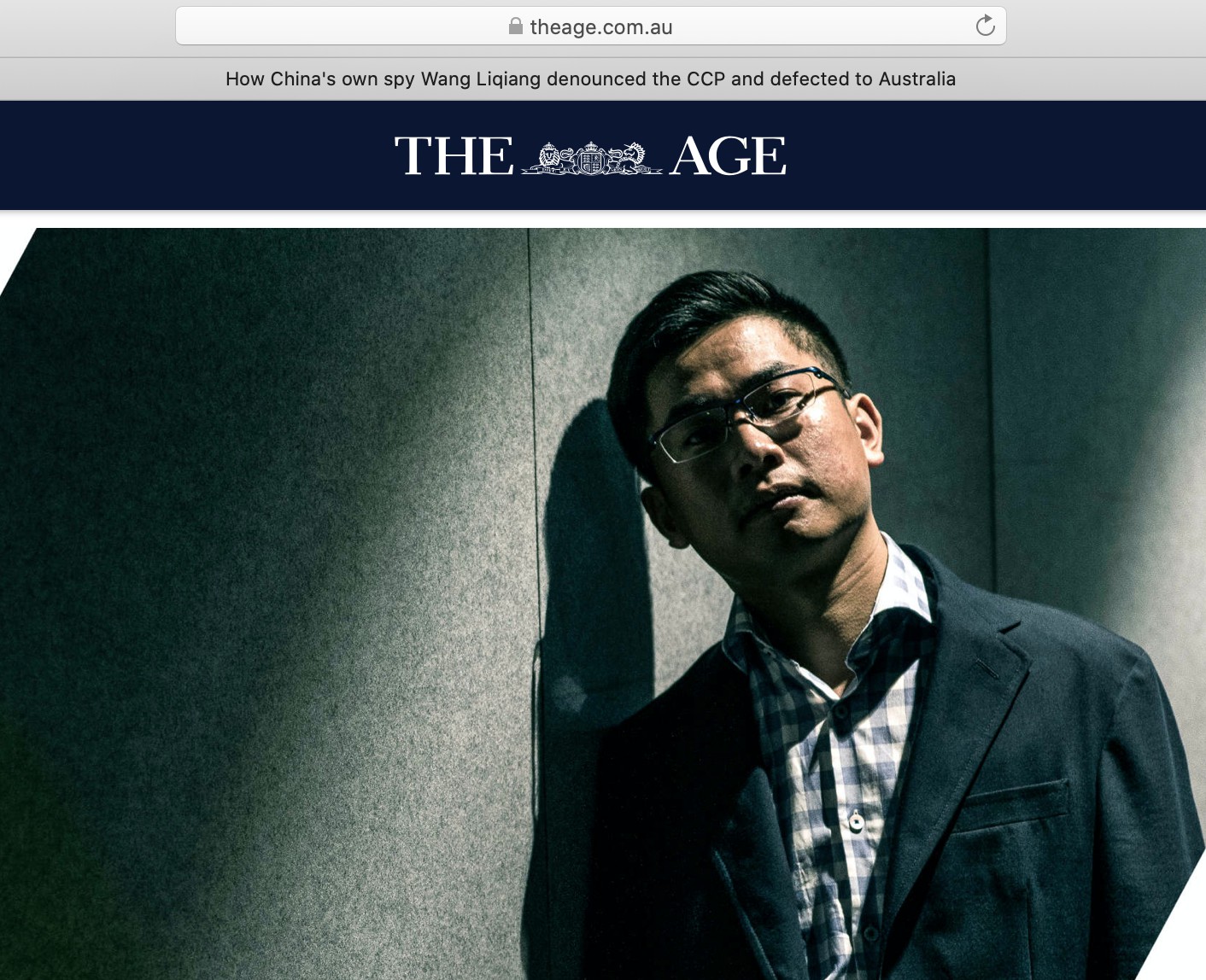 王立強自稱在港澳從事滲透和綁架的中國間諜   圖：翻攝自澳洲世紀報（The Age）網站