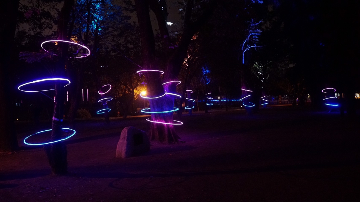 光圈染燈打造「魔幻森林」場景。   圖：高雄市經發局／提供
