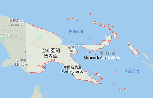 巴紐地理位置圖。 圖︰翻攝自Google地圖