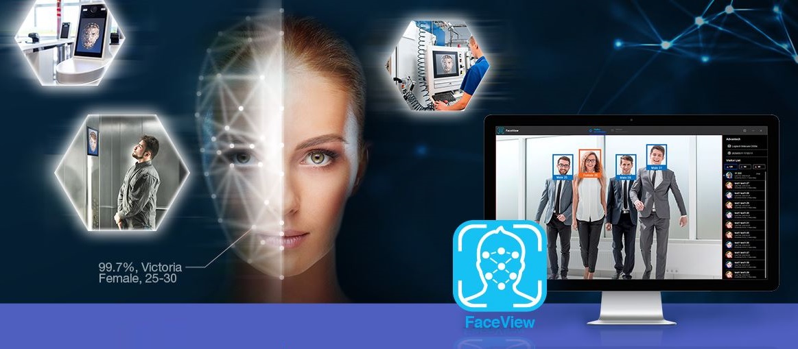 工業電腦廠商研華與多媒體軟體暨AI臉部辨識技術開發商訊連合作推出AI臉部辨識APP「FaceView」。   圖：取自研華官網