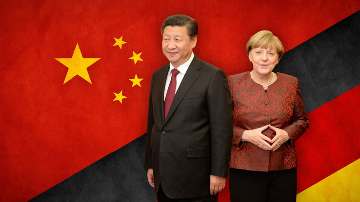 德國總理梅克爾與中國領導人習近平遭網民合成   圖:擷取自twitter